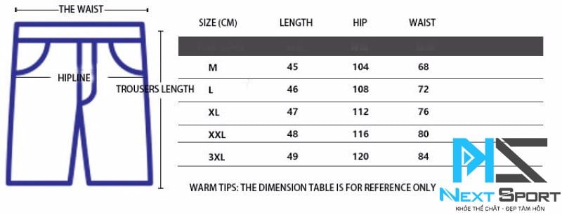 Thông số của quần đùi tập NextSport QT200